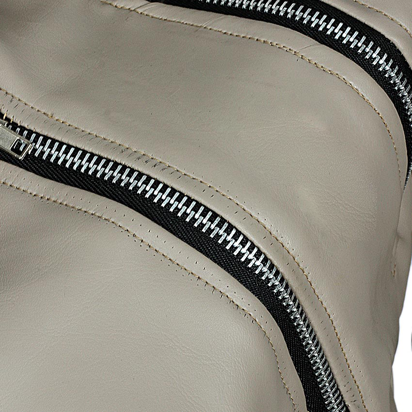 Two-Tone Zip Detail Leather Jacket