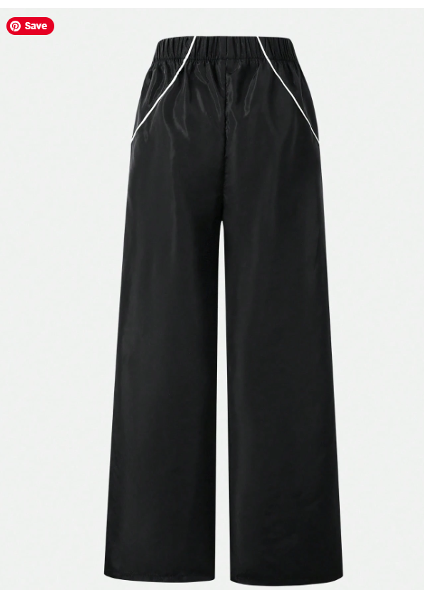 Casual Straight Leg Pants With Contrast White Stripe