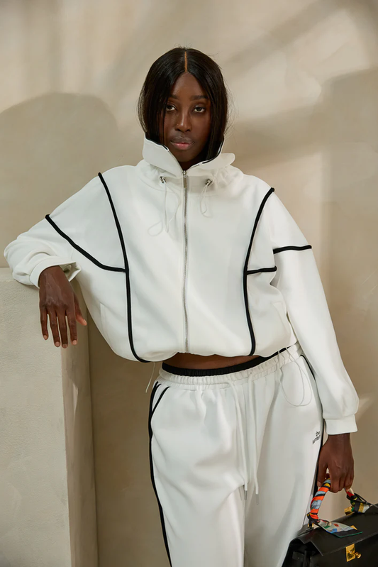 ZIPPED TRACKSUIT TOP IN WHITE