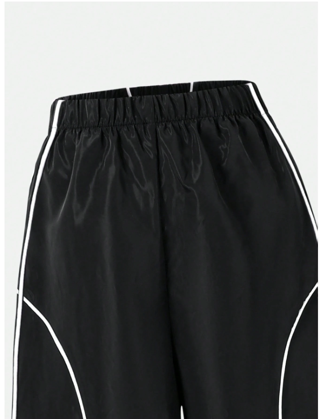 Casual Straight Leg Pants With Contrast White Stripe