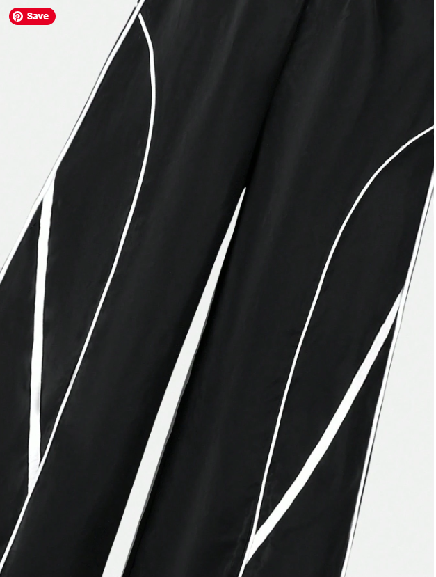 Casual Straight Leg Pants With Contrast White Stripe